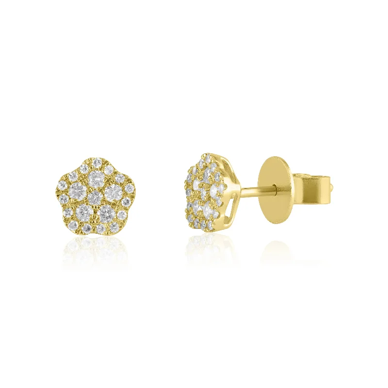 Stylish Earrings For Office Wear-Floral Diamond Cluster Stud Earrings