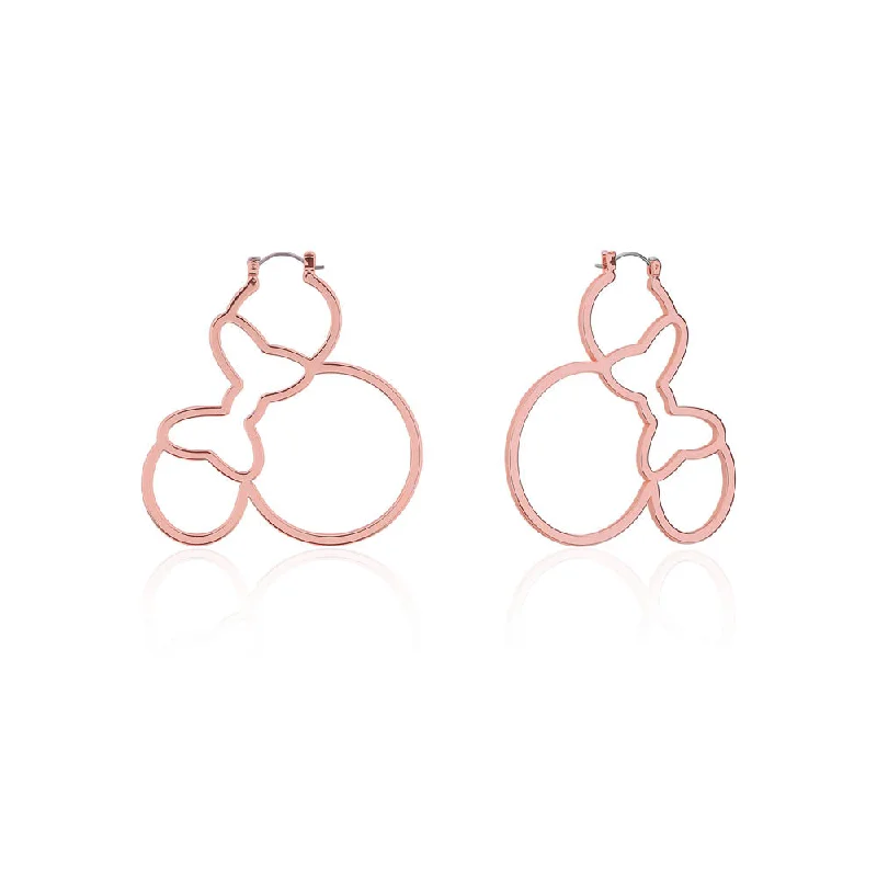 Unique Gemstone Earrings For Stylish Women-Disney Rose Gold Plated Stainless Steel Minnie Mouse Outline 60mm Hoop Earrings