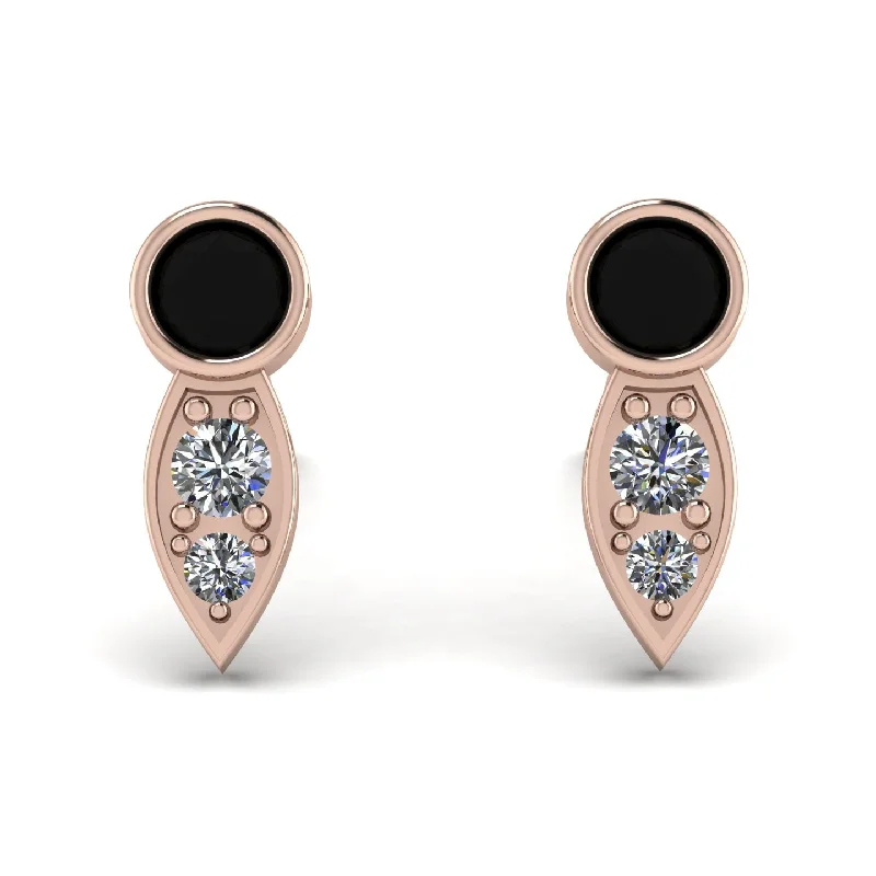 Luxury Earrings For High-End Fashion-Bezel Black Diamond Earrings In Pear Shaped - Aniya No. 8