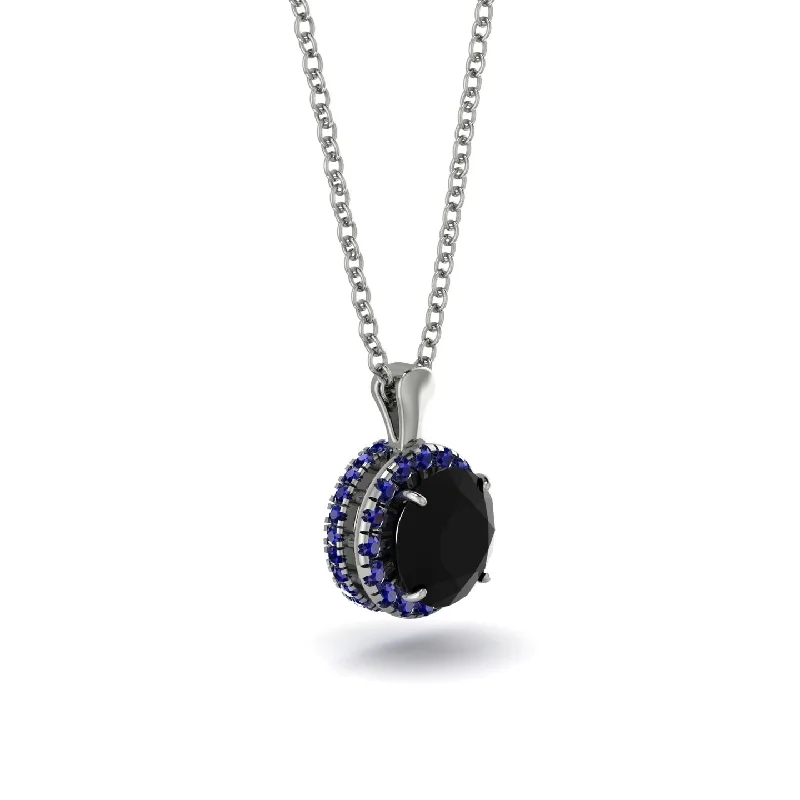 Hidden Halo Black Diamond Necklace - Catalina No. 69