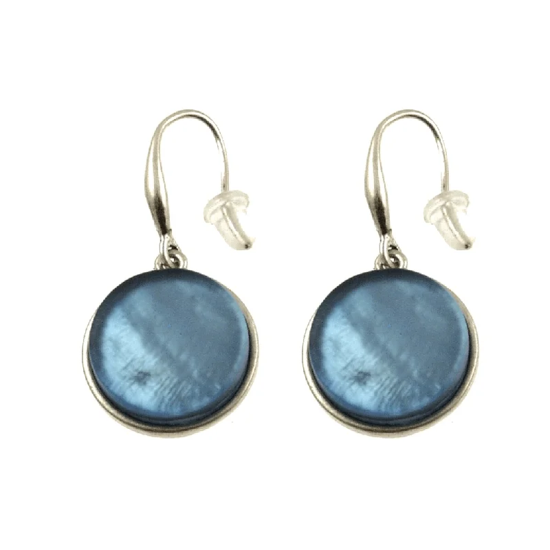 Elegant Drop Earrings For Night Glam-Light Blue Round Earrings