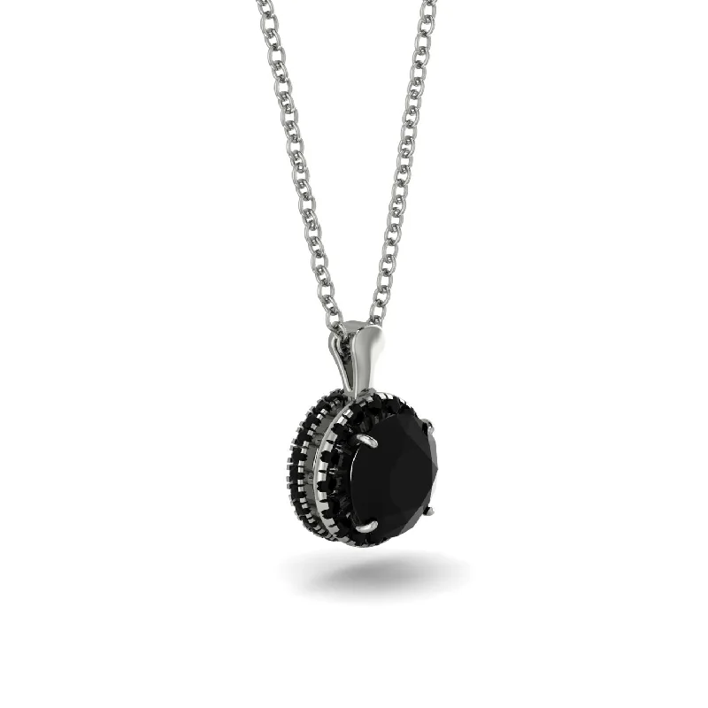 Hidden Halo Black Diamond Necklace - Catalina No. 39