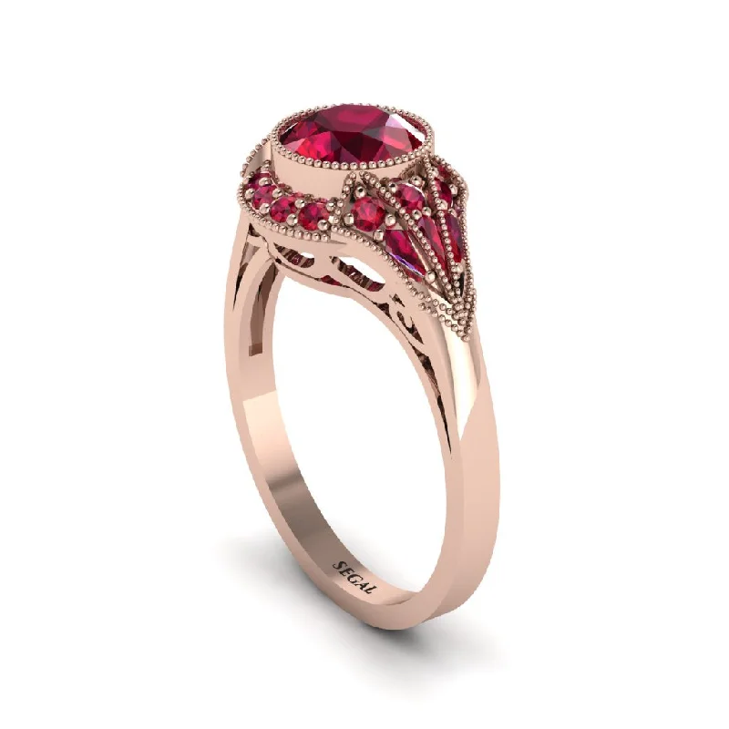 Gorgeous Gemstone Rings For Statement Fashion-Ruby Vintage-Inspired Besel Engagement Ring - Makenzie No. 56