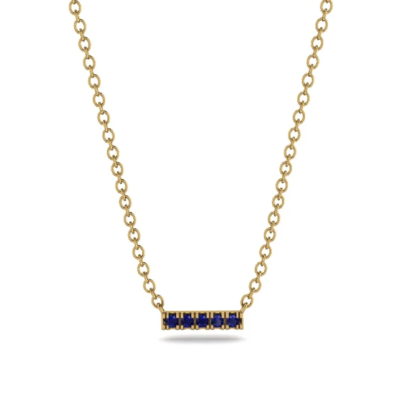 Small Sapphire Necklace Bar With  - Zahra No. 13