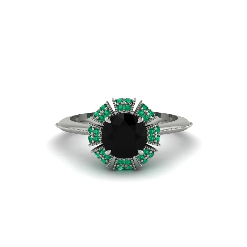 Unique Platinum Rings For Special Occasions-Emerald Crown Halo Engagement Ring - Annie No. 24