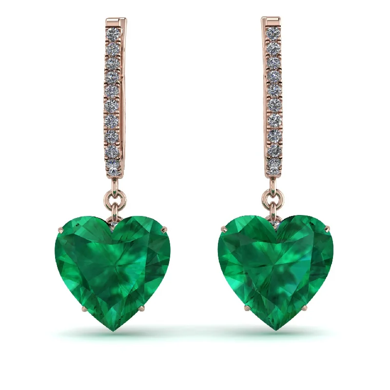 Fashionable Resin Earrings For Bold Looks-Heart Emerald Earrings - Noelle No. 5