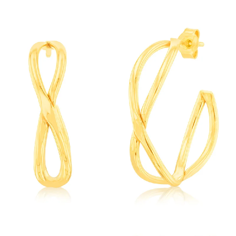 Bold Gold Earrings For Special Occasions-9ct Yellow Gold Fancy 20mm Hoop Earrings