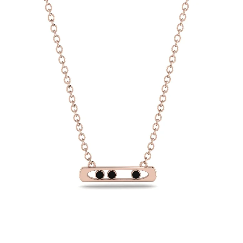 3 Black Diamond Stone Bar Necklace - Nala No. 8