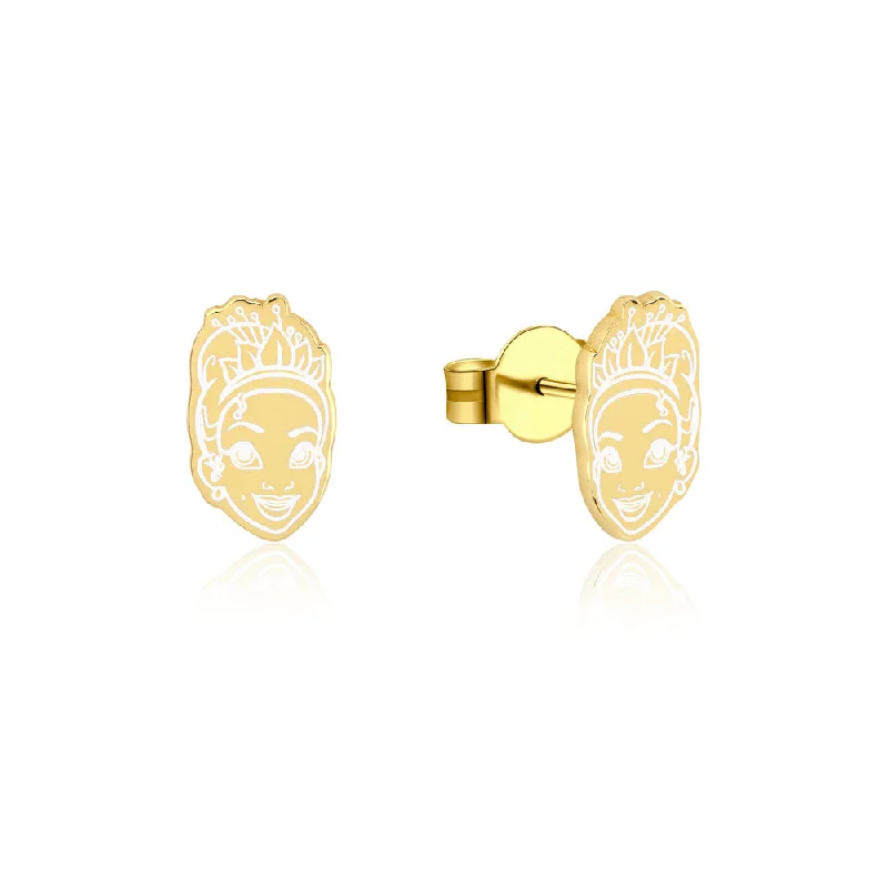 Stylish Drop Earrings For Fashion Lovers-Disney Princess And The Frog Gold Plated Tiana Stud Earrings