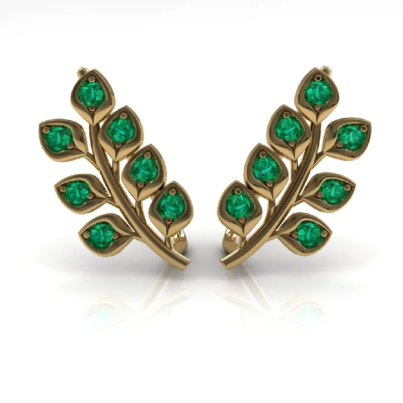 Modern Stud Earrings For Daily Glam-Many Leaves All Around Diamond Earrings- Sydney no. 4