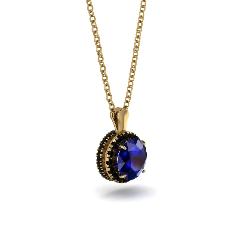 Hidden Halo Sapphire Necklace - Catalina No. 43