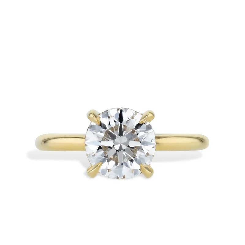 Luxury Diamond Rings For Elegant Weddings-2.09 Carat Round Diamond Yellow Gold Engagement Ring