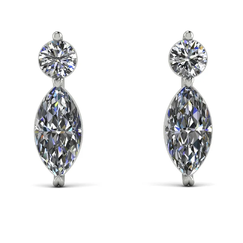 Sparkling Pearl Earrings For Glamorous Looks-Hanging Marquise Diamond Earrings - Lacey No. 3