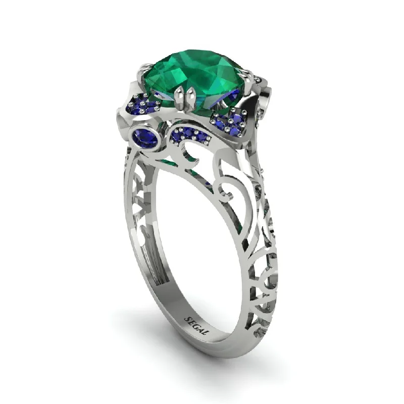 Sparkling Gemstone Rings For Fashion-Forward Looks-Emerald Ornate Filigree Engagement Ring - Evie No. 66