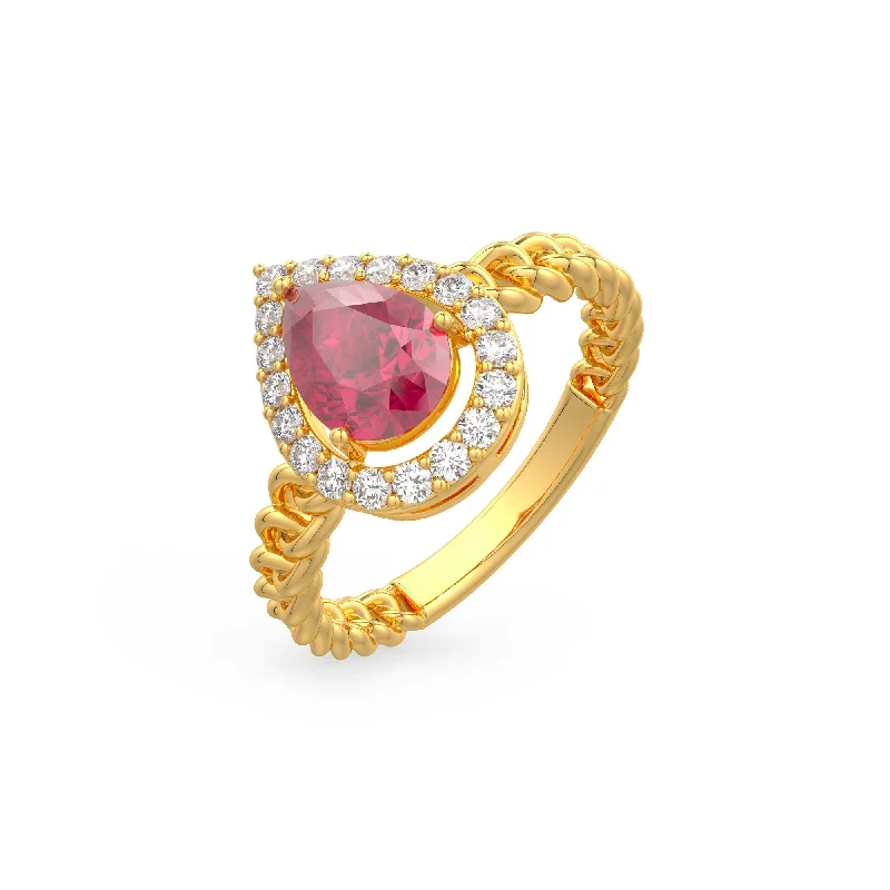 Simple Gemstone Rings For Everyday Wear-Ruby Teardrop Ring